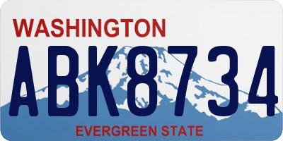 WA license plate ABK8734