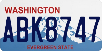 WA license plate ABK8747