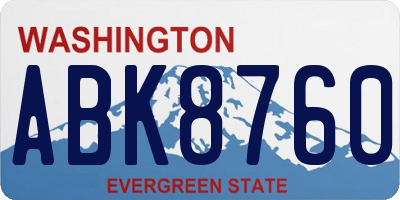 WA license plate ABK8760