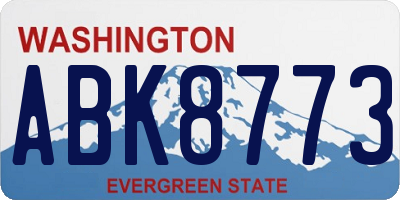 WA license plate ABK8773