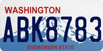 WA license plate ABK8783