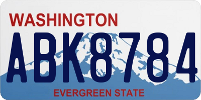 WA license plate ABK8784