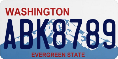 WA license plate ABK8789