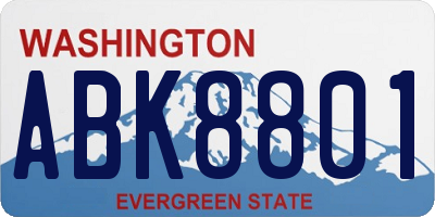 WA license plate ABK8801