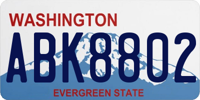 WA license plate ABK8802