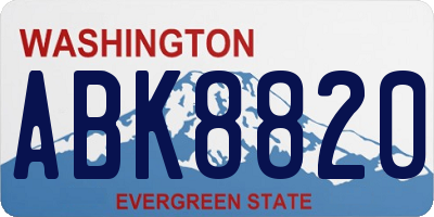 WA license plate ABK8820
