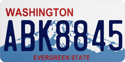 WA license plate ABK8845
