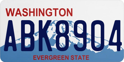 WA license plate ABK8904