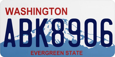 WA license plate ABK8906