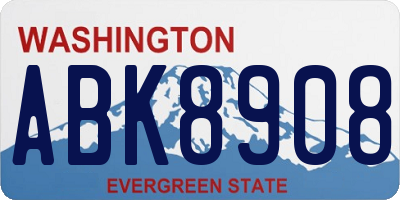 WA license plate ABK8908