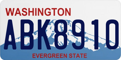 WA license plate ABK8910