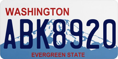 WA license plate ABK8920
