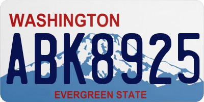WA license plate ABK8925
