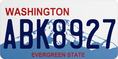 WA license plate ABK8927