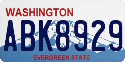 WA license plate ABK8929