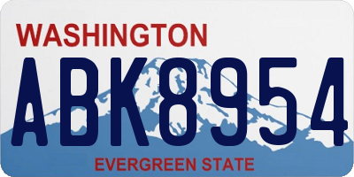WA license plate ABK8954
