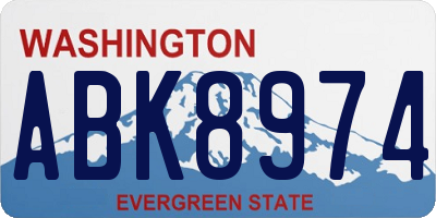 WA license plate ABK8974