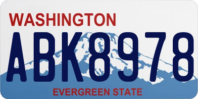 WA license plate ABK8978