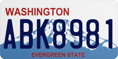 WA license plate ABK8981