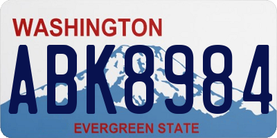 WA license plate ABK8984