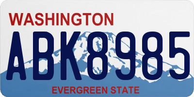 WA license plate ABK8985