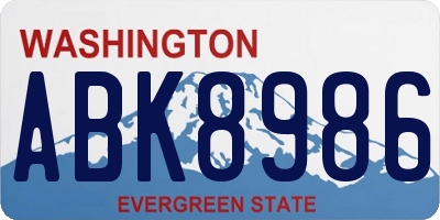 WA license plate ABK8986