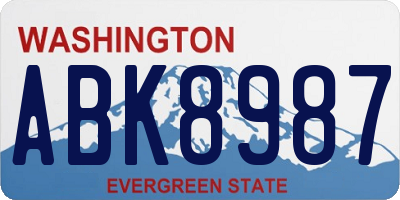 WA license plate ABK8987