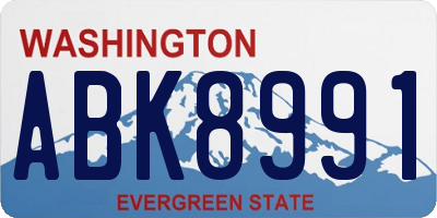 WA license plate ABK8991