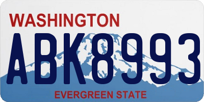 WA license plate ABK8993