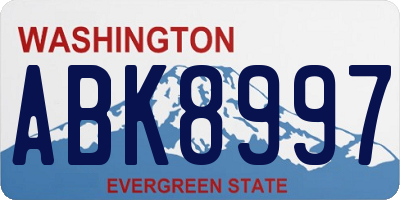 WA license plate ABK8997