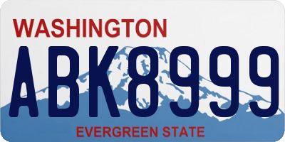 WA license plate ABK8999