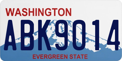 WA license plate ABK9014