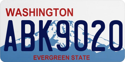 WA license plate ABK9020