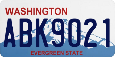WA license plate ABK9021