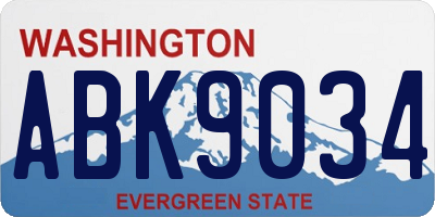 WA license plate ABK9034