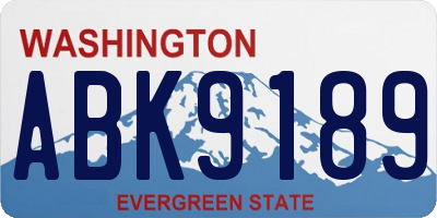 WA license plate ABK9189