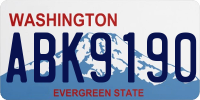 WA license plate ABK9190