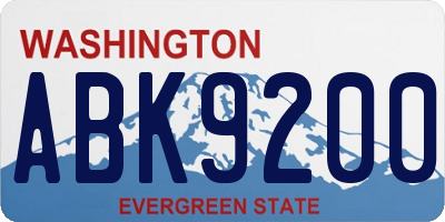 WA license plate ABK9200