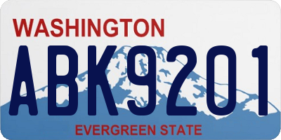WA license plate ABK9201