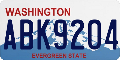 WA license plate ABK9204