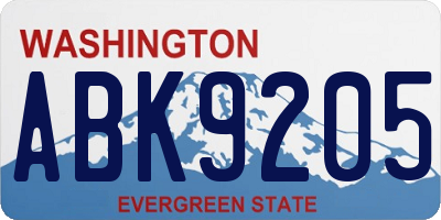 WA license plate ABK9205