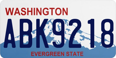 WA license plate ABK9218