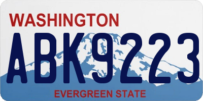 WA license plate ABK9223