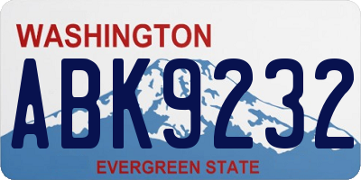 WA license plate ABK9232