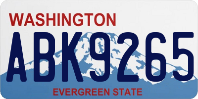 WA license plate ABK9265
