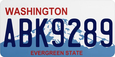 WA license plate ABK9289