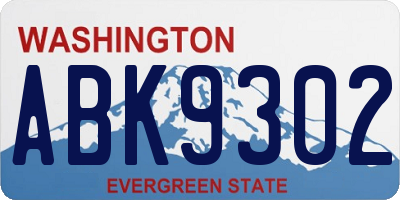 WA license plate ABK9302