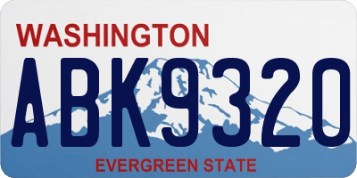 WA license plate ABK9320
