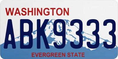 WA license plate ABK9333