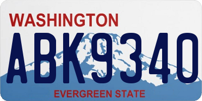 WA license plate ABK9340